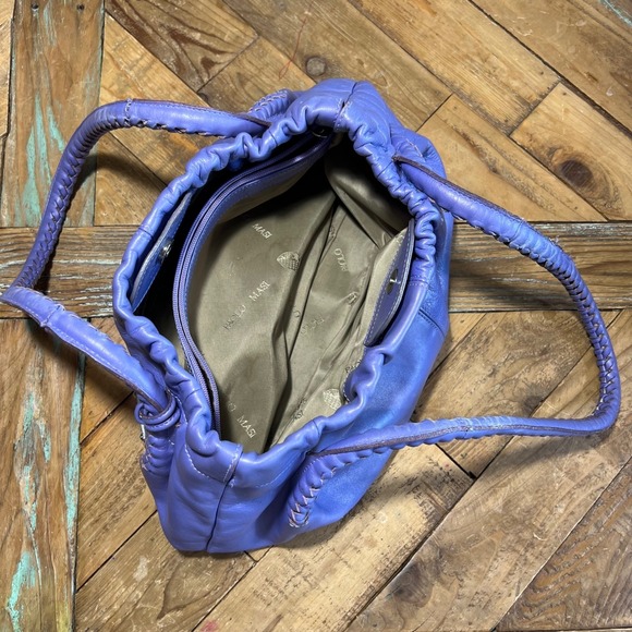 Paolo Masi Leather‎ Shoulder Bag Braided Handles Periwinkle Purple Tote